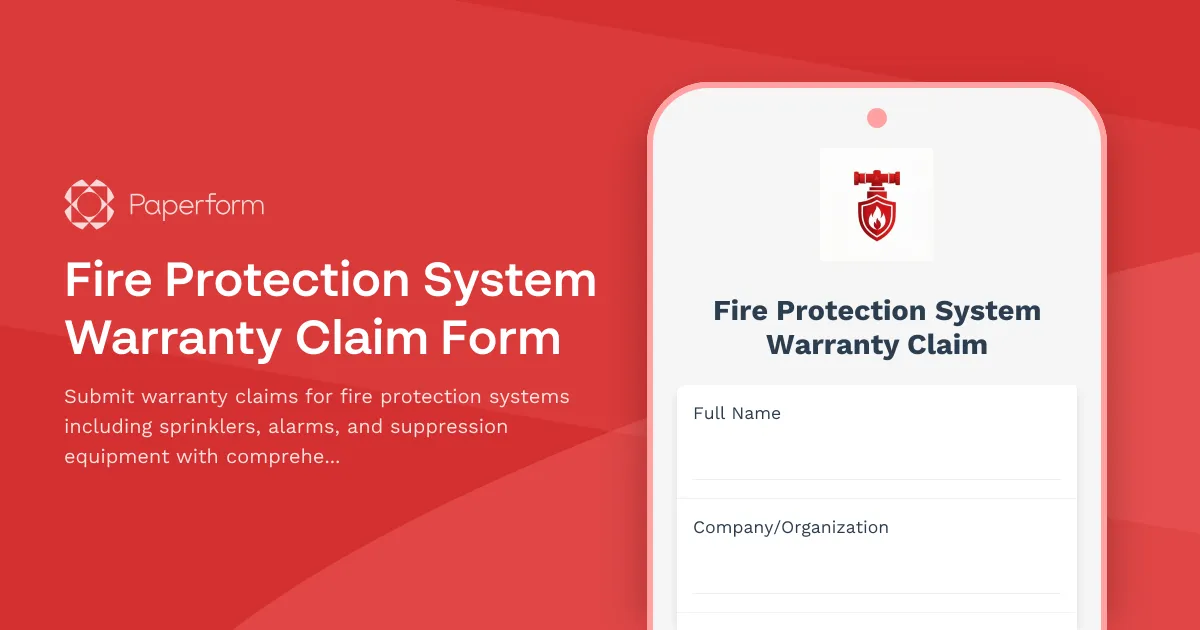 Fire Protection System Warranty Claim Form