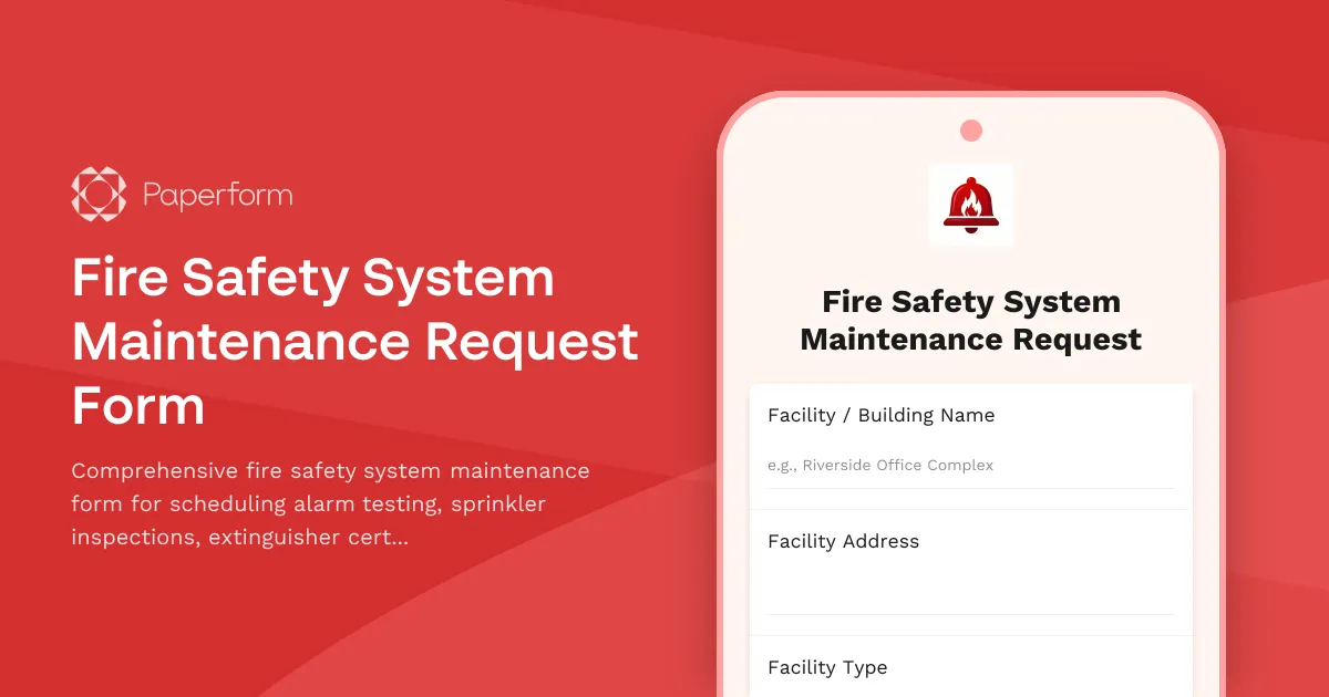 Fire Safety System Maintenance Request Form