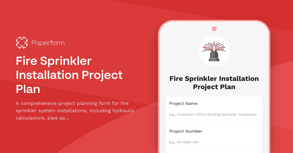 Fire Sprinkler Installation Project Plan