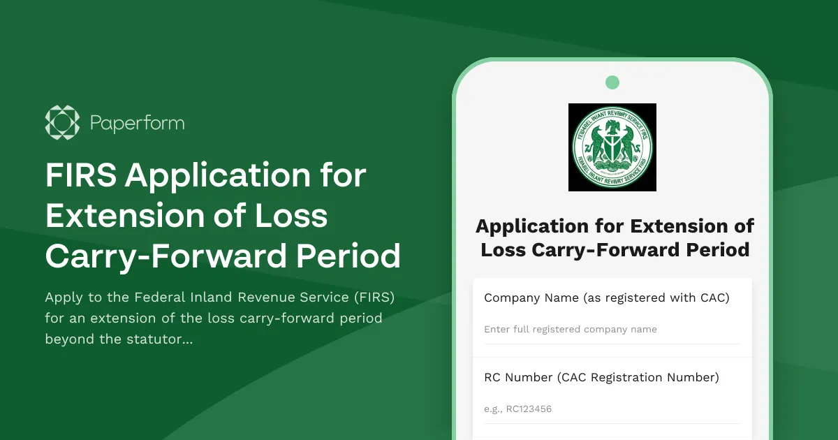 FIRS Application for Extension of Loss Carry-Forward Period