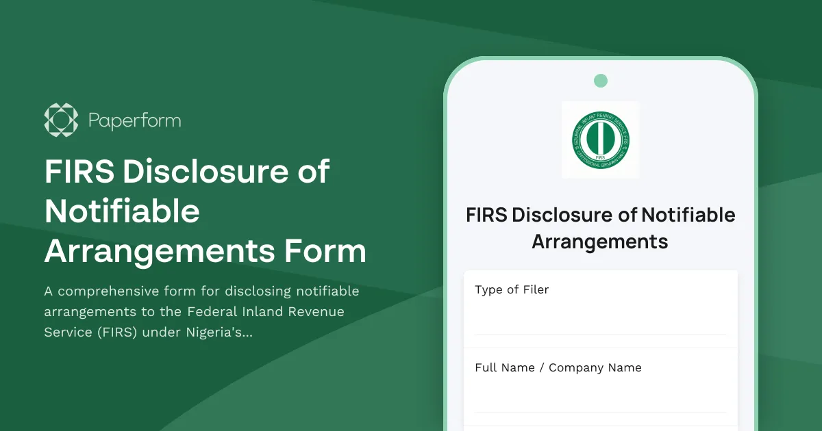 FIRS Disclosure of Notifiable Arrangements Form