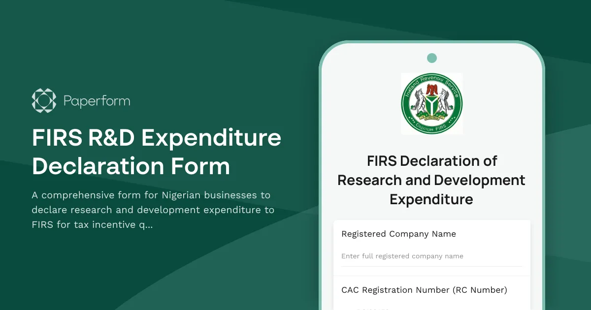 FIRS R&D Expenditure Declaration Form