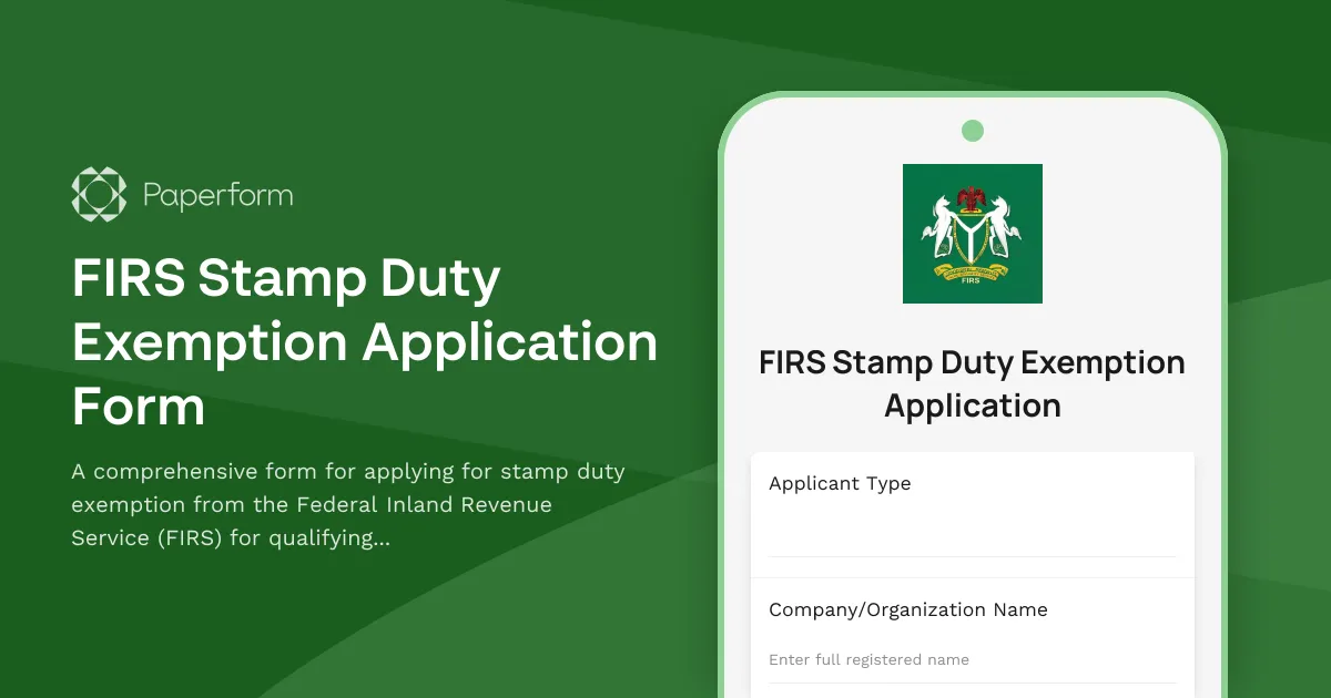 FIRS Stamp Duty Exemption Application Form