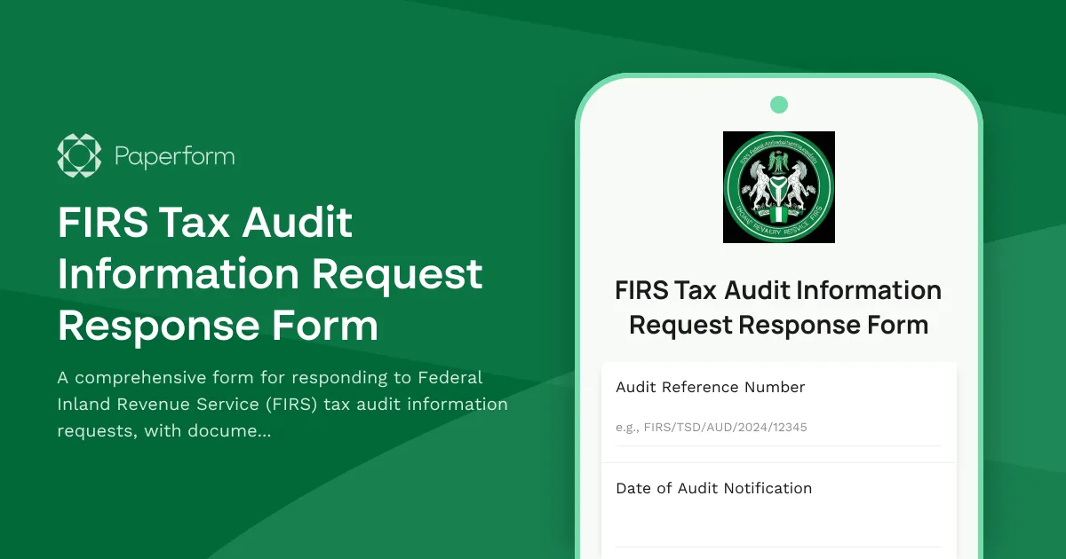 FIRS Tax Audit Information Request Response Form