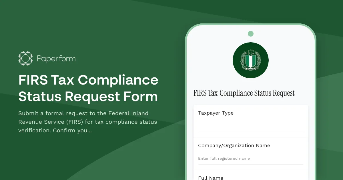 FIRS Tax Compliance Status Request Form