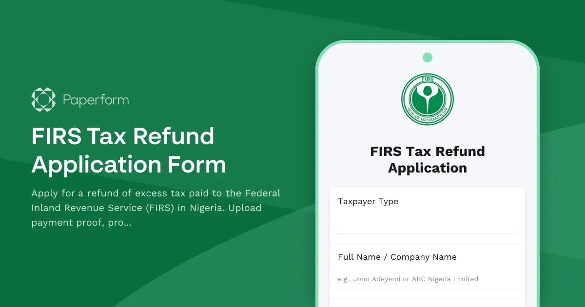 FIRS Tax Refund Application Form