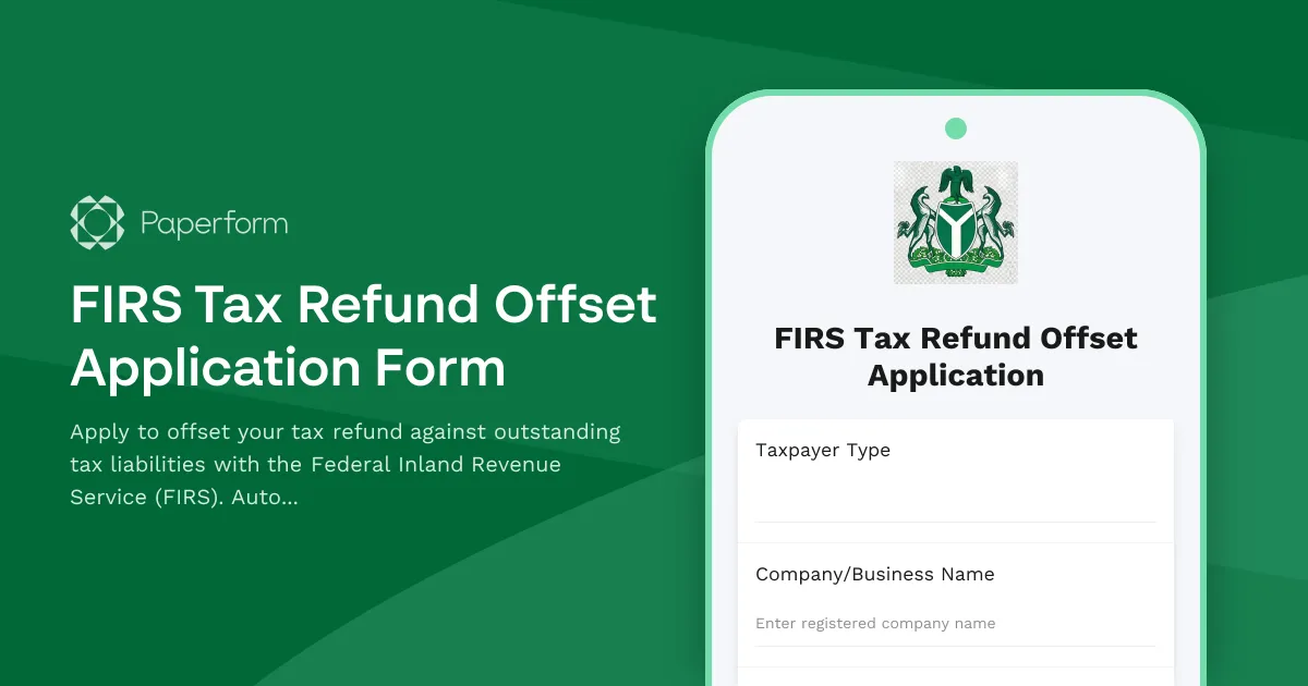 FIRS Tax Refund Offset Application Form