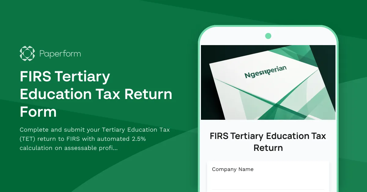 FIRS Tertiary Education Tax Return Form