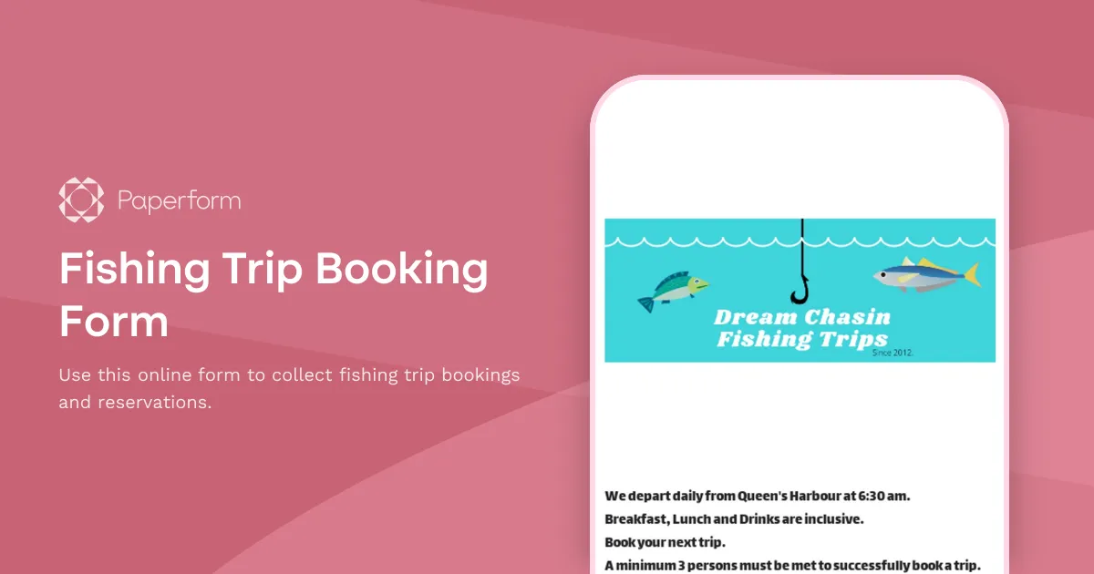 Fishing Trip Booking Form