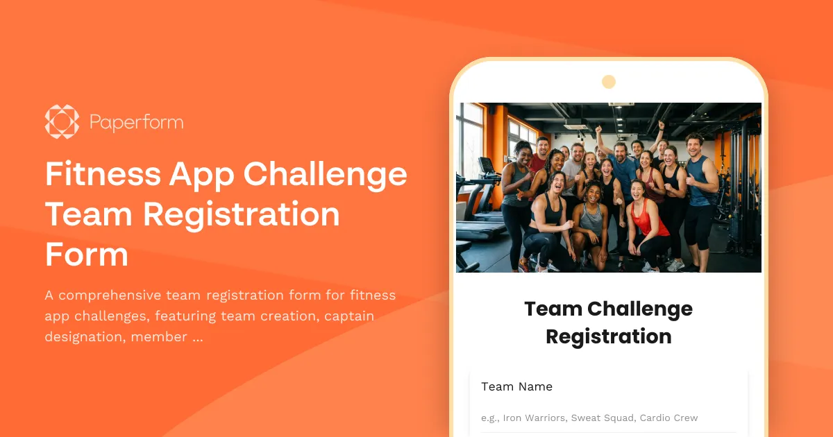 Fitness App Challenge Team Registration Form