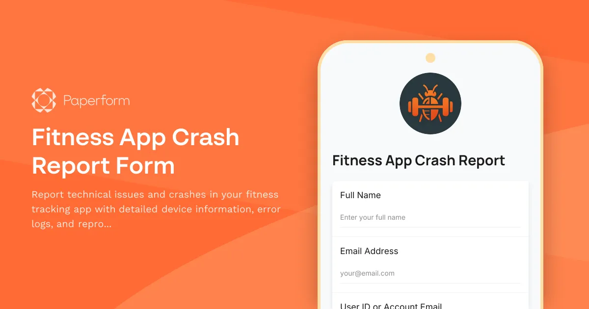 Fitness App Crash Report Form