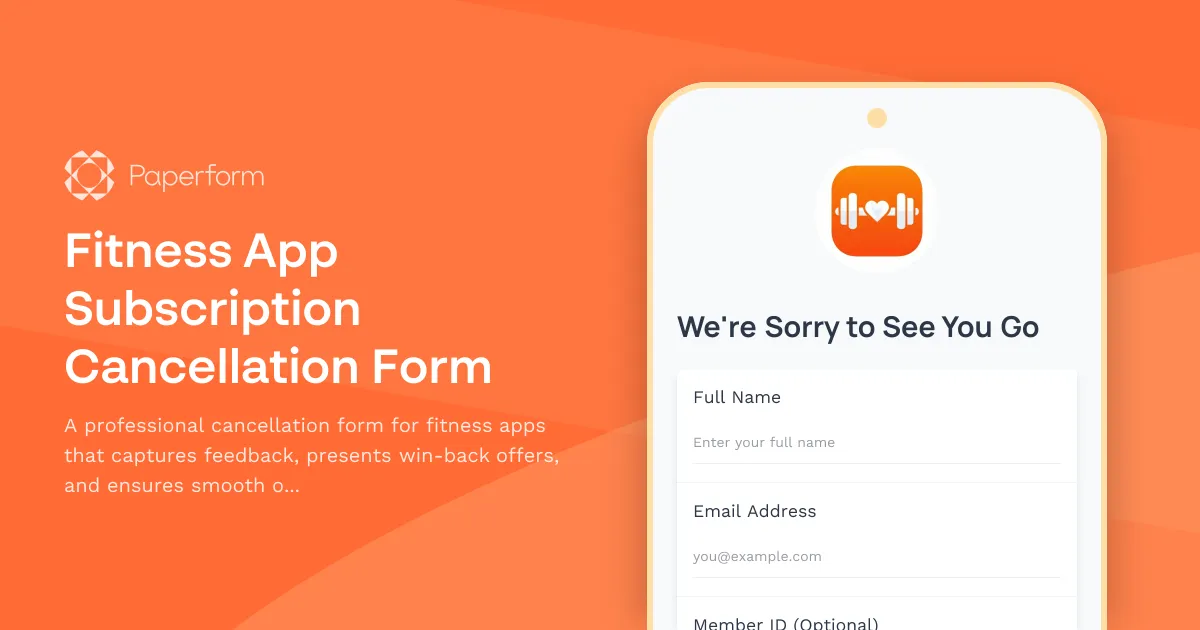 Fitness App Subscription Cancellation Form