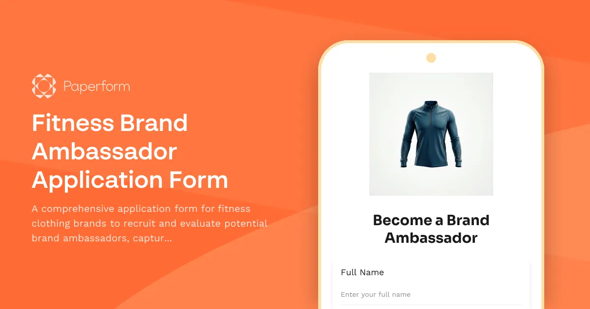 Fitness Brand Ambassador Application Form