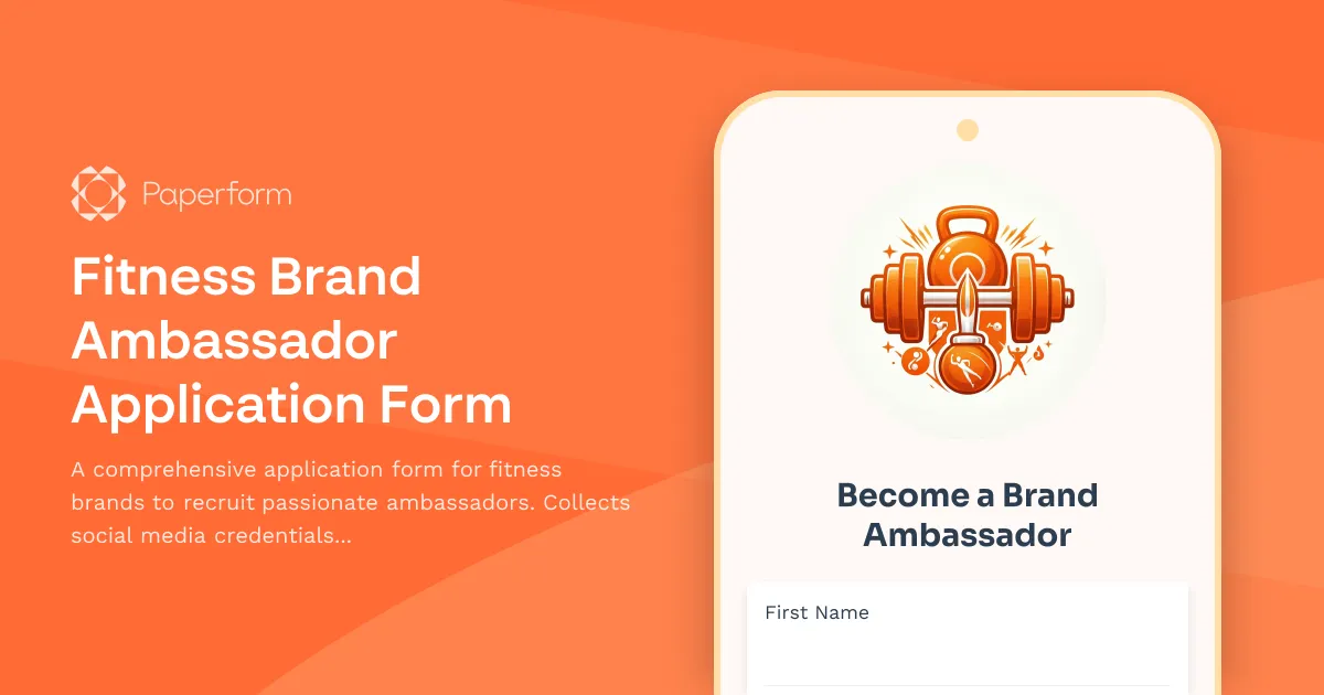 Fitness Brand Ambassador Application Form