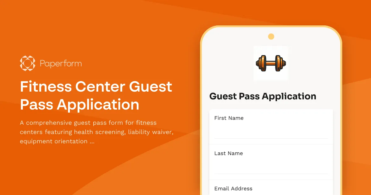 Fitness Center Guest Pass Application