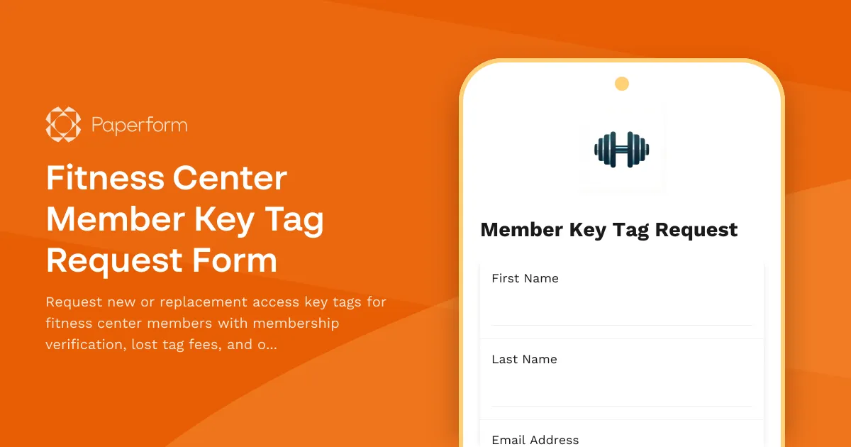 Fitness Center Member Key Tag Request Form