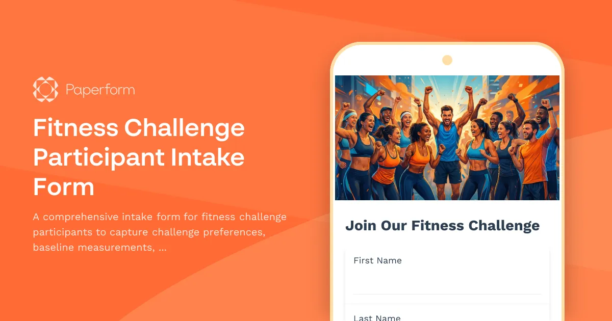 Fitness Challenge Participant Intake Form