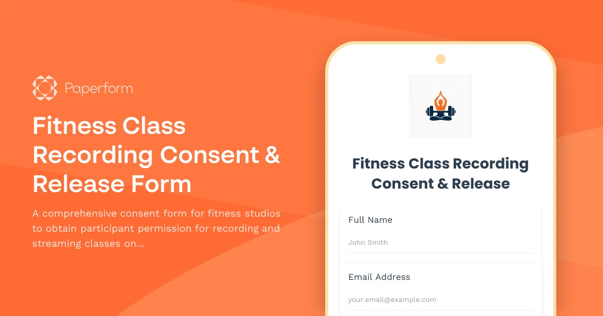 Fitness Class Recording Consent & Release Form