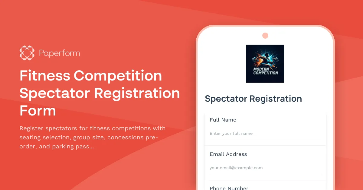 Fitness Competition Spectator Registration Form