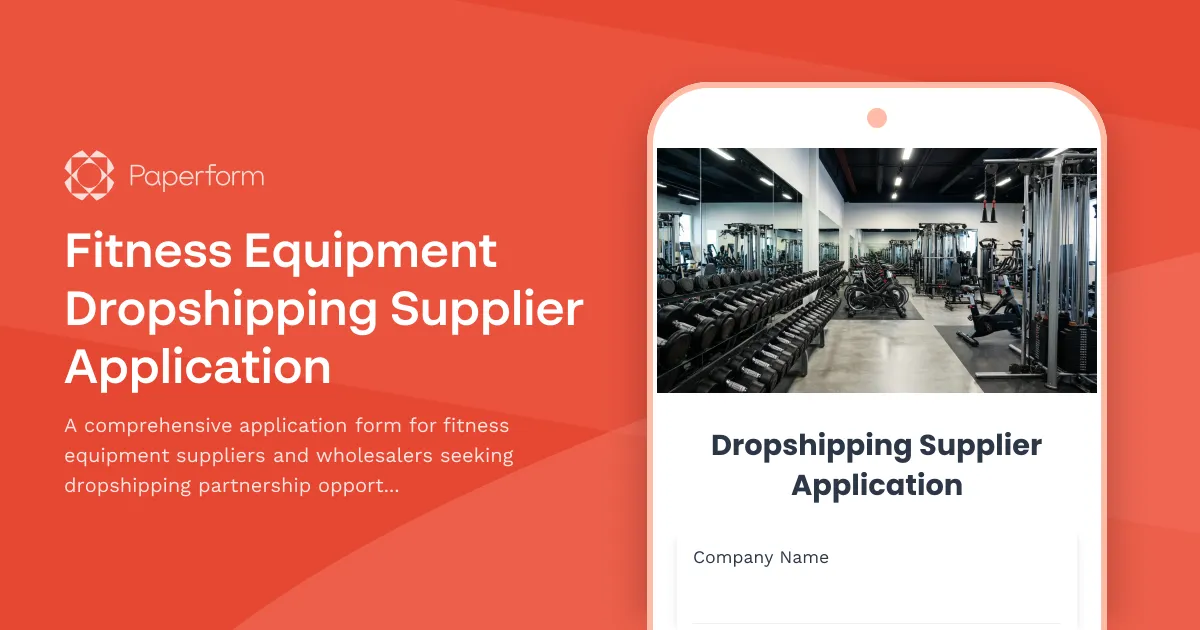 Fitness Equipment Dropshipping Supplier Application