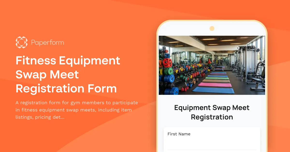 Fitness Equipment Swap Meet Registration Form