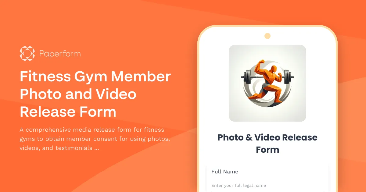 Fitness Gym Member Photo and Video Release Form