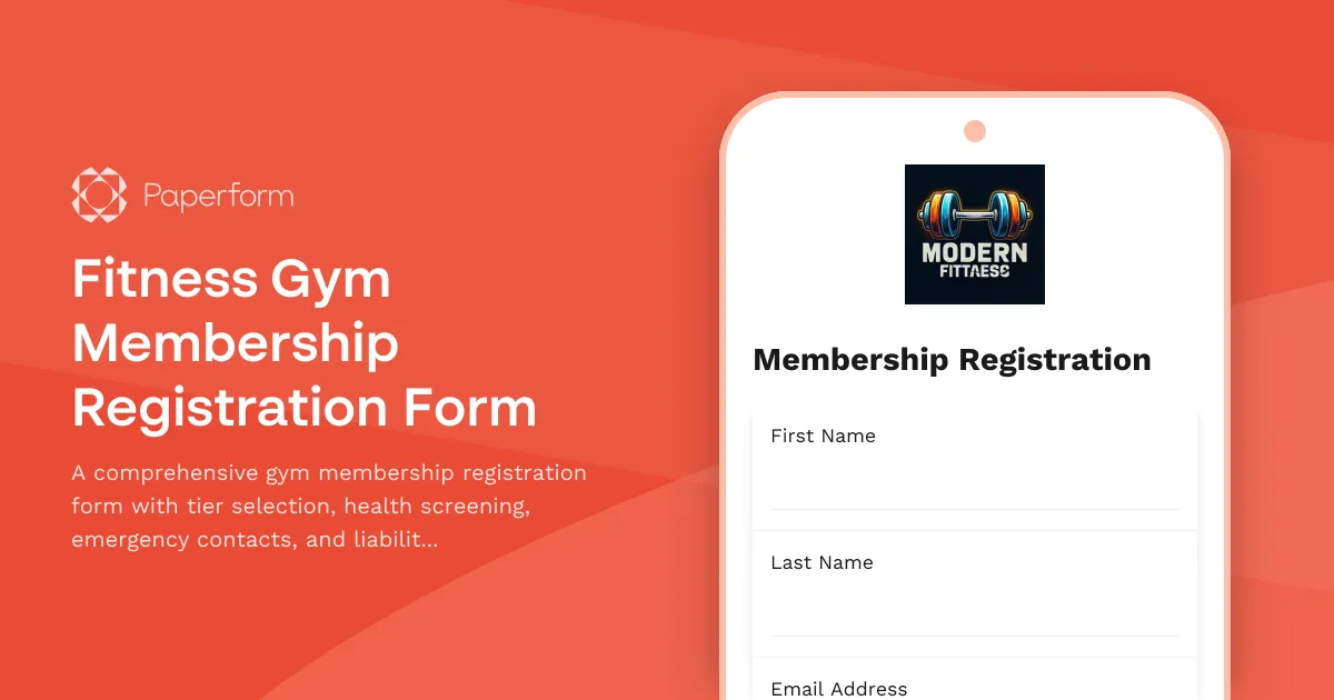 Fitness Gym Membership Registration Form