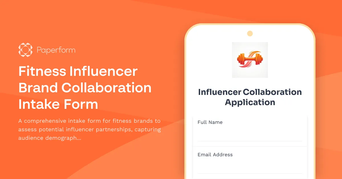 Fitness Influencer Brand Collaboration Intake Form