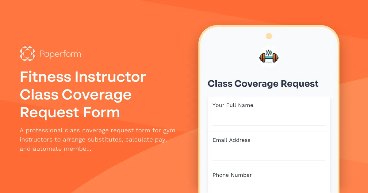 Fitness Instructor Class Coverage Request Form