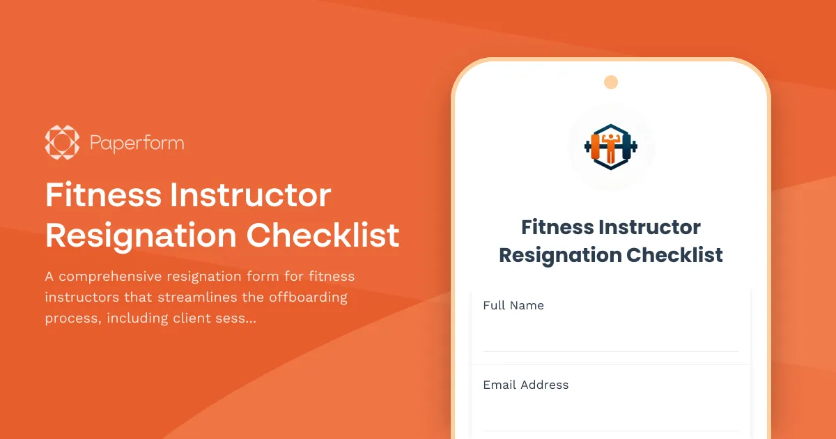 Fitness Instructor Resignation Checklist