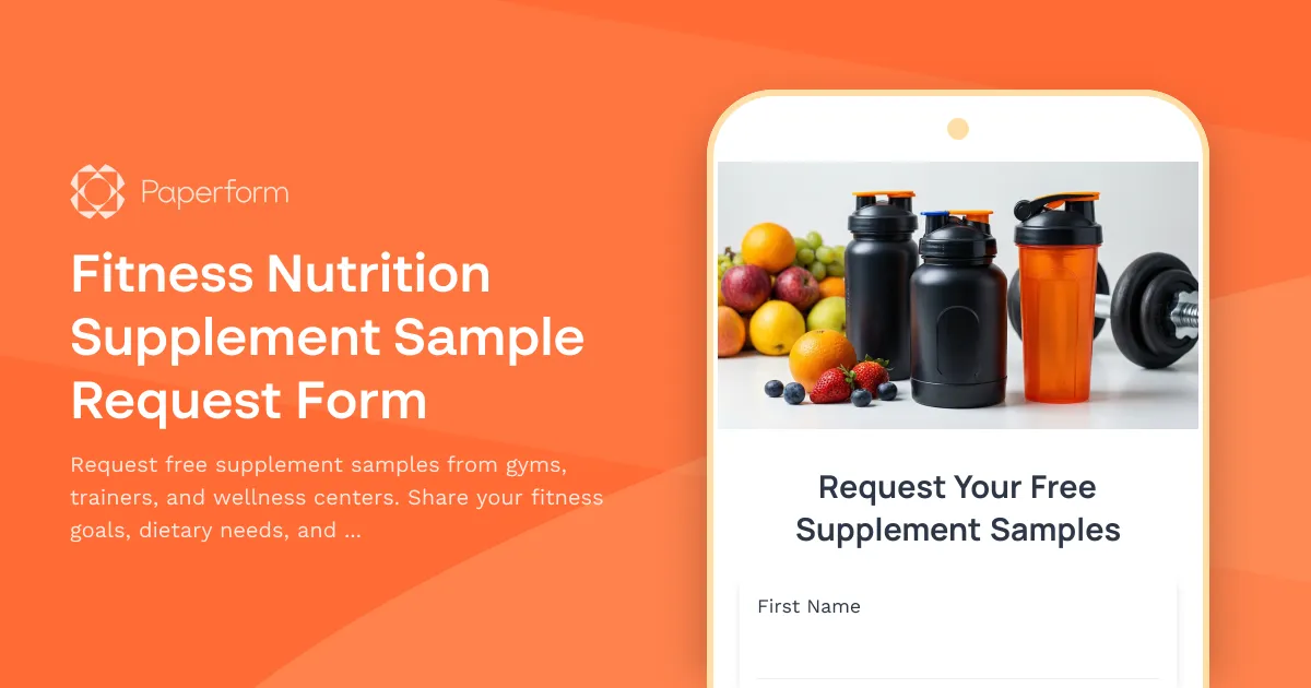 Fitness Nutrition Supplement Sample Request Form