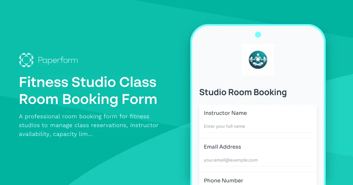 Fitness Studio Class Room Booking Form