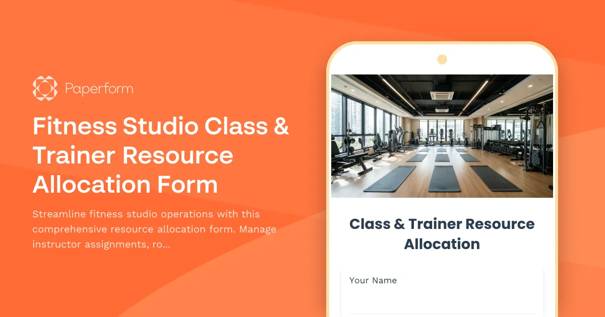 Fitness Studio Class & Trainer Resource Allocation Form