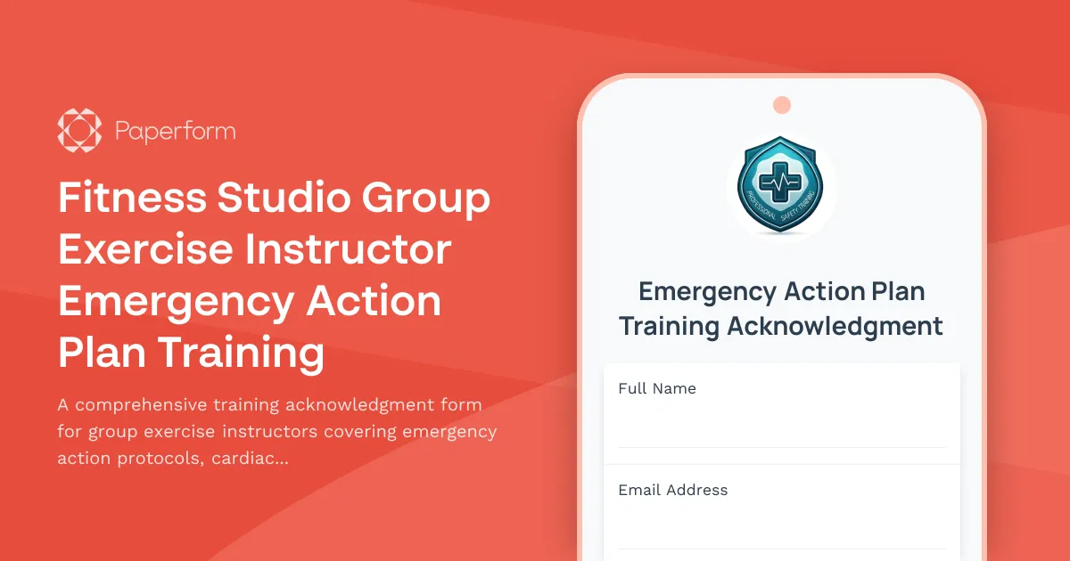 Fitness Studio Group Exercise Instructor Emergency Action Plan Training