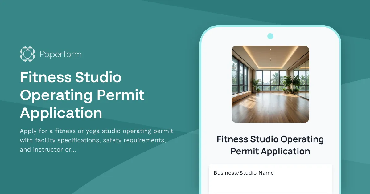 Fitness Studio Operating Permit Application