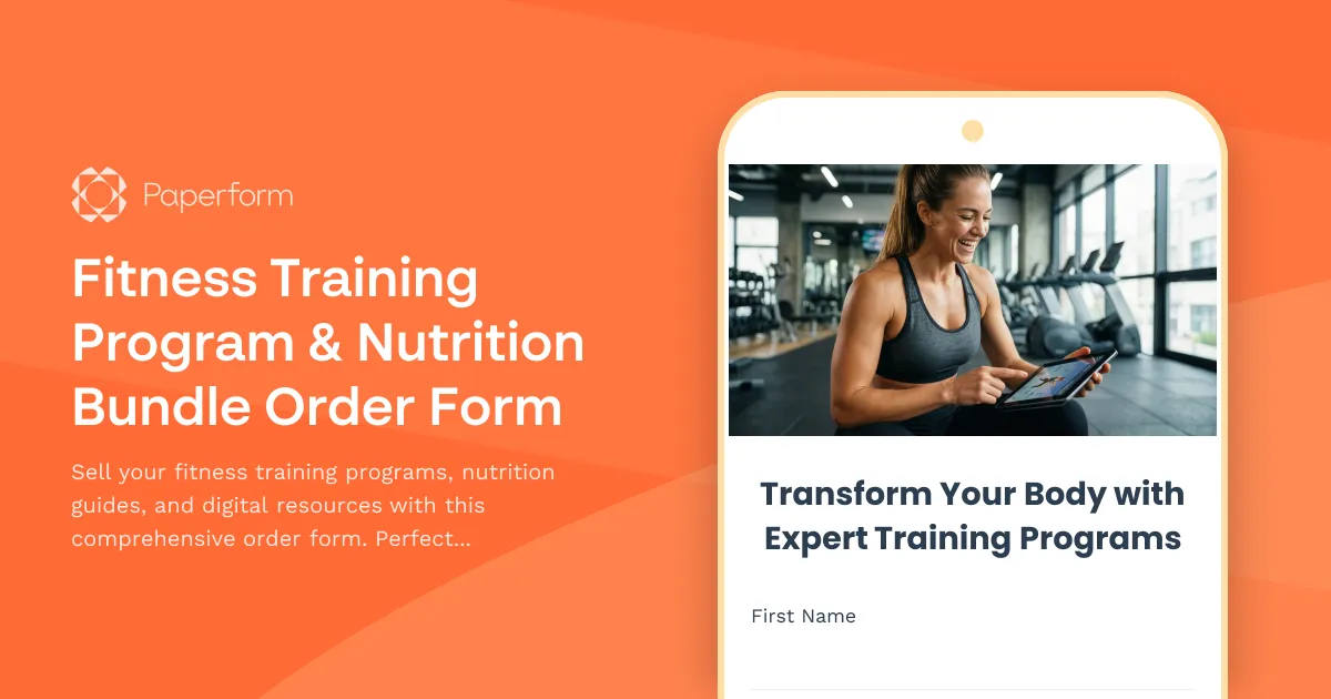 Fitness Training Program & Nutrition Bundle Order Form