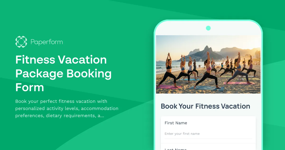 Fitness Vacation Package Booking Form