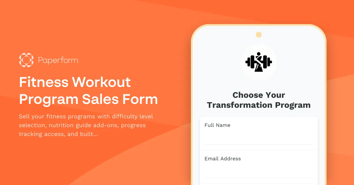 Fitness Workout Program Sales Form