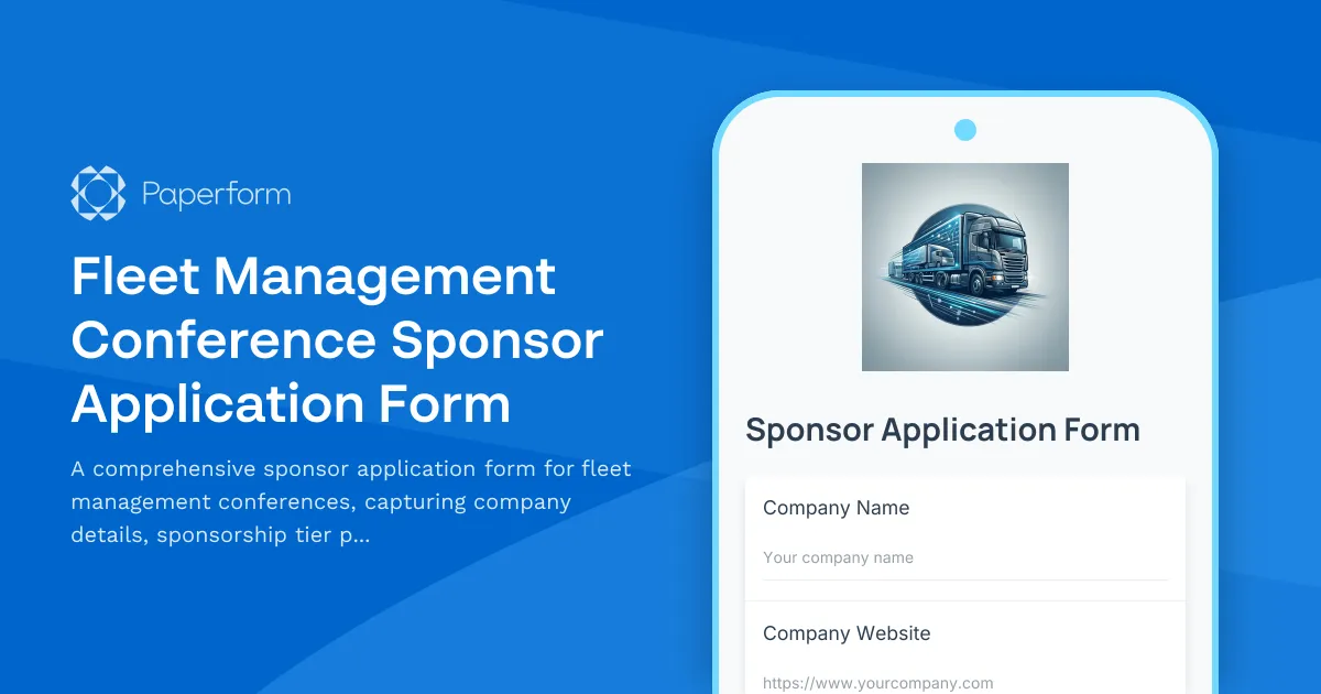 Fleet Management Conference Sponsor Application Form