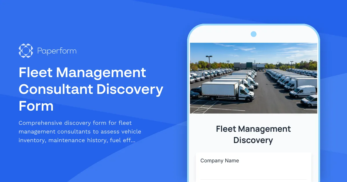 Fleet Management Consultant Discovery Form