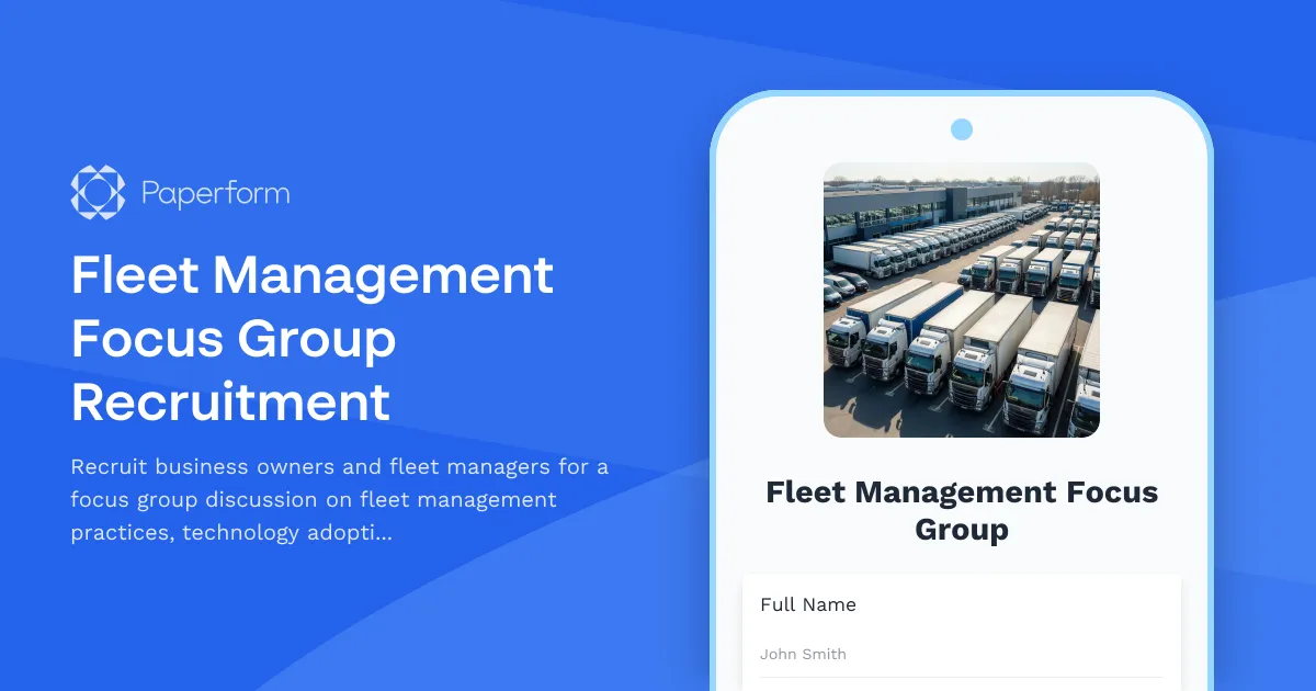Fleet Management Focus Group Recruitment