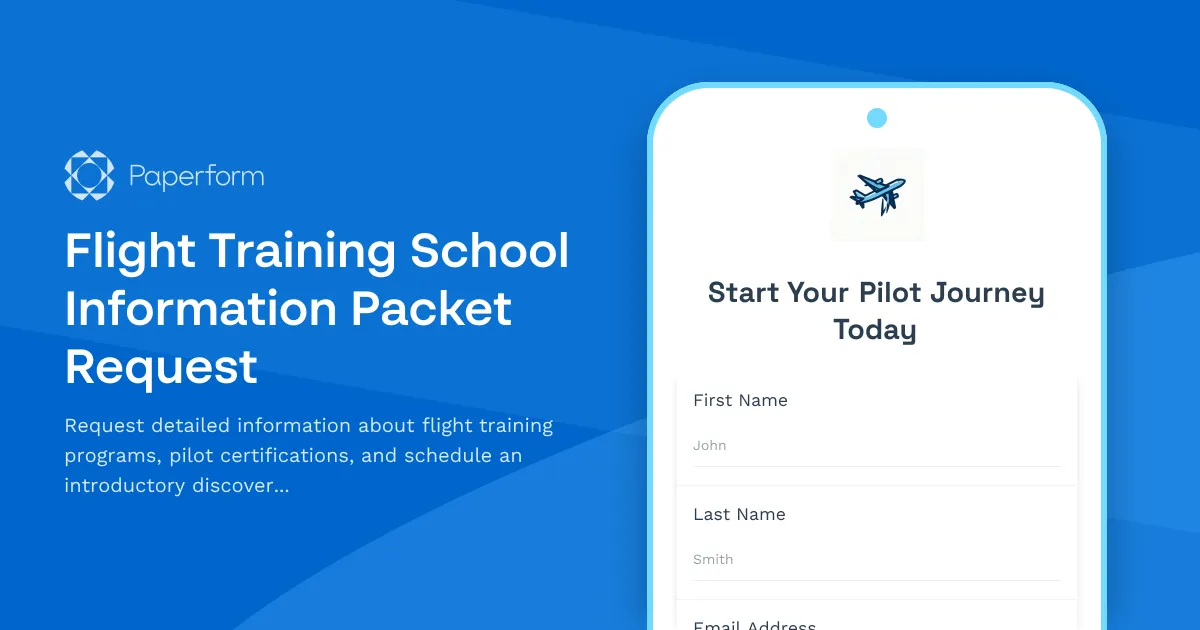 Flight Training School Information Packet Request