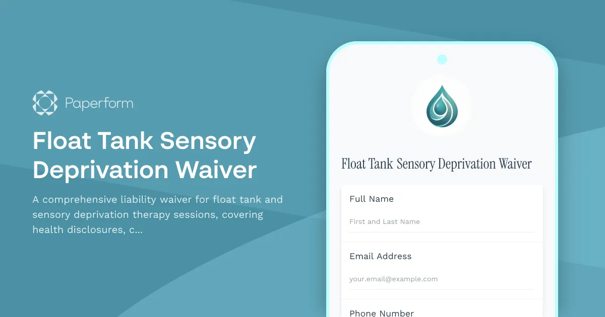 Float Tank Sensory Deprivation Waiver