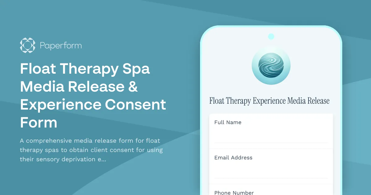 Float Therapy Spa Media Release & Experience Consent Form