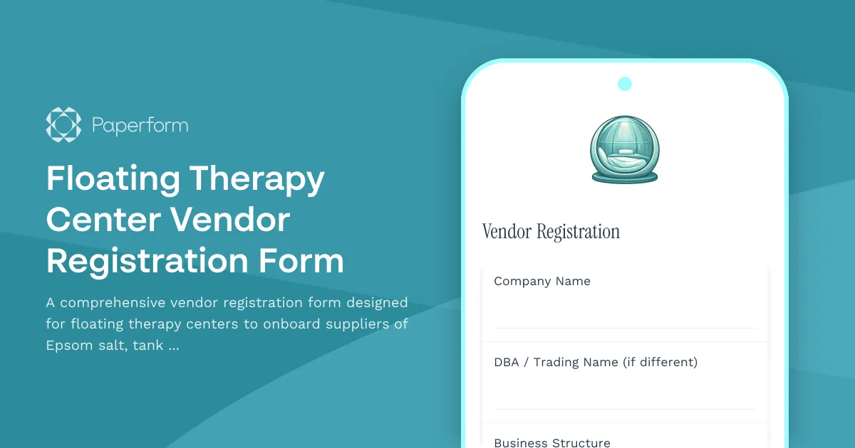Floating Therapy Center Vendor Registration Form
