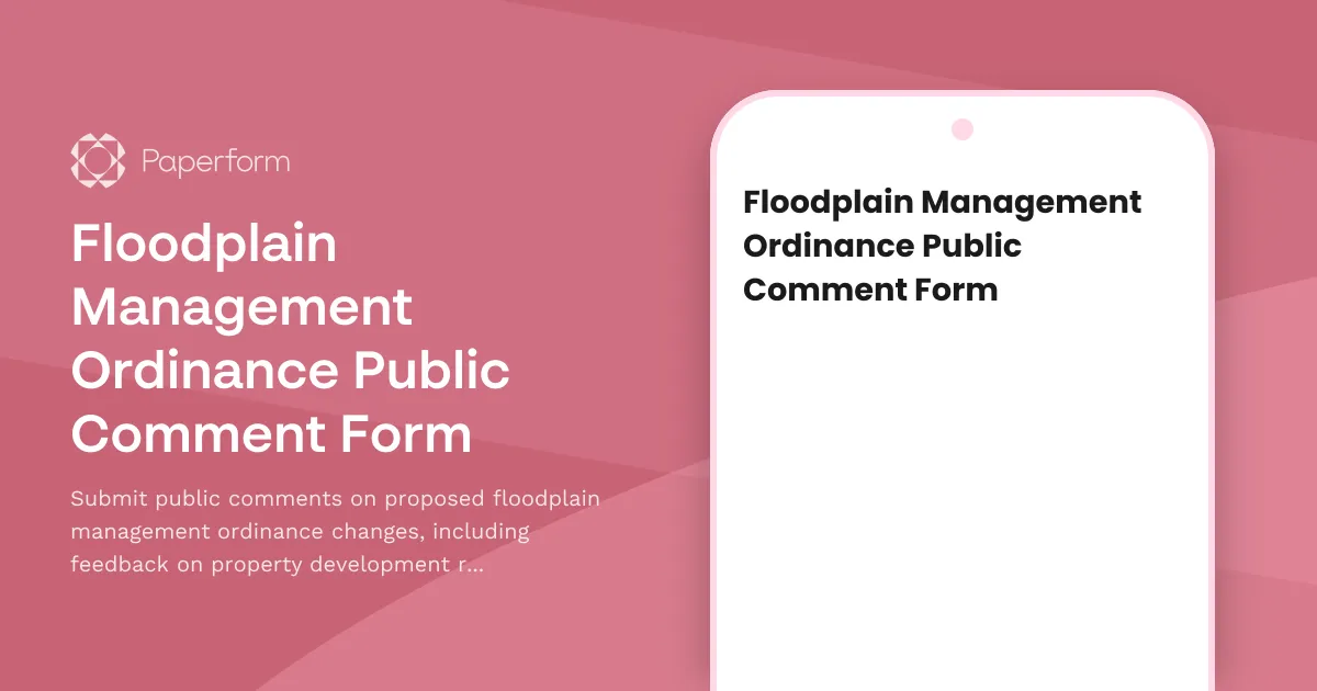 Floodplain Management Ordinance Public Comment Form