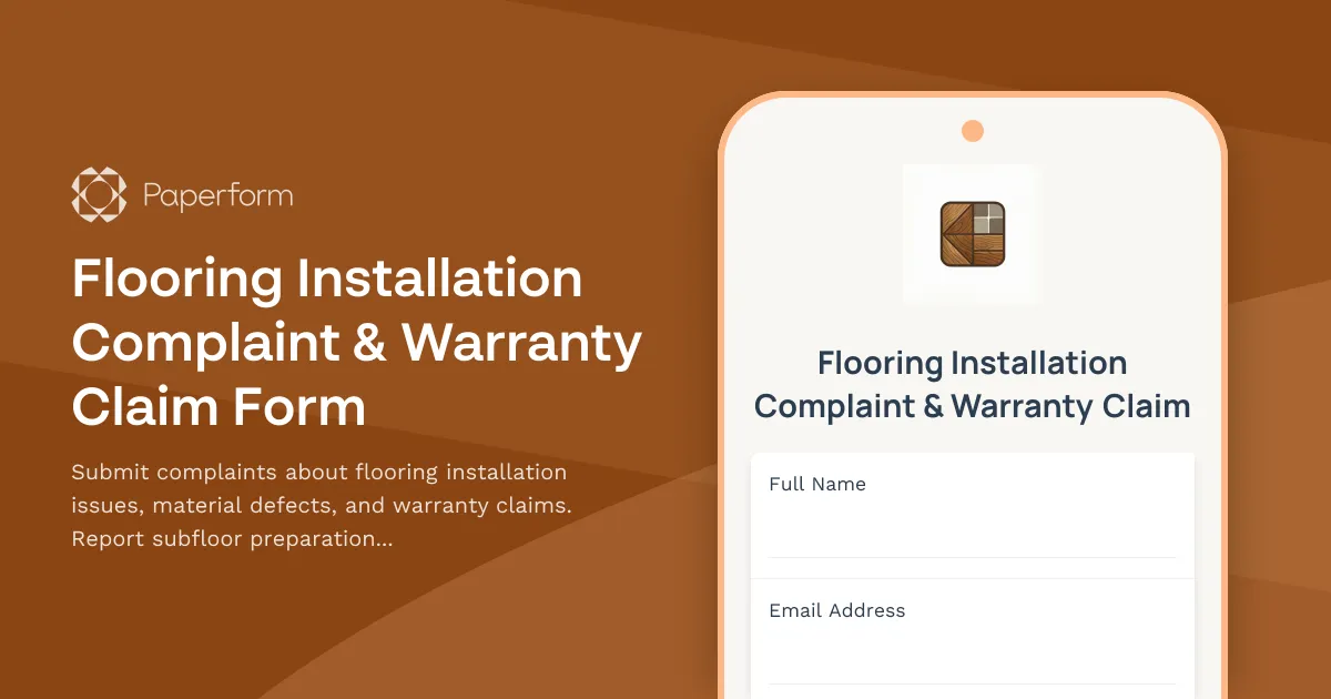 Flooring Installation Complaint & Warranty Claim Form