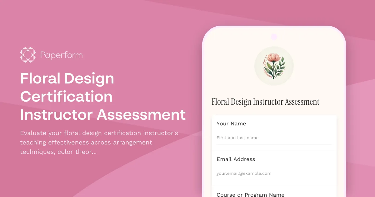Floral Design Certification Instructor Assessment