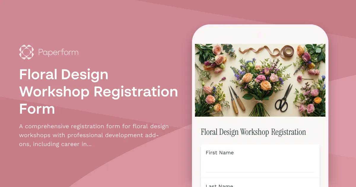 Floral Design Workshop Registration Form