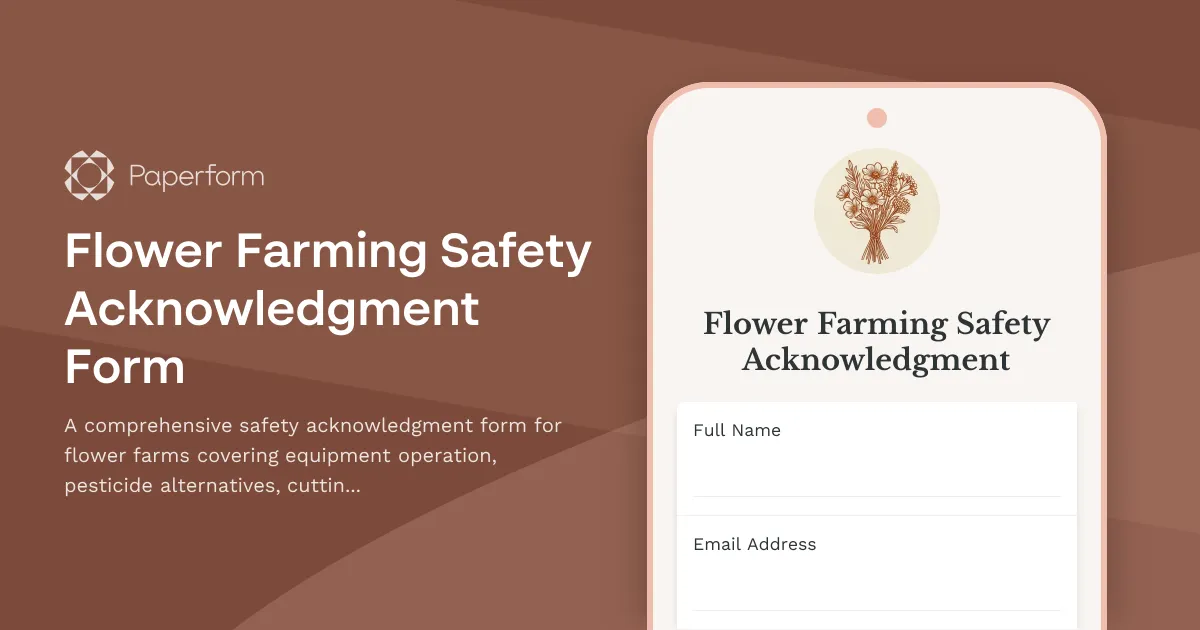 Flower Farming Safety Acknowledgment Form
